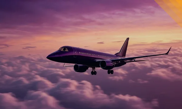 Purple jet gliding over pink clouds at dusk for the Aviatrix crash rounds