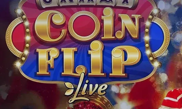 Coin Flip Live card in gold lettering for the coin toss game