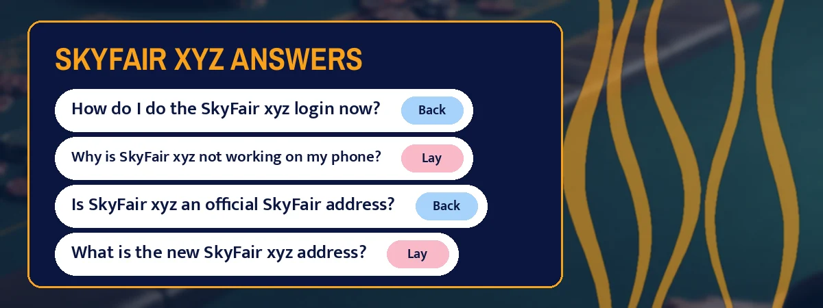 SkyFair xyz answers strip with questions such as How do I do the SkyFair xyz login now?